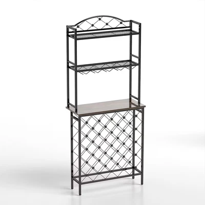 Freestanding Floor Wine Rack,Tall Wine Holder Stand With Wine Glass Holder,Stora - Image 1 of 4