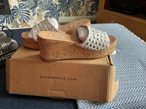 Dune White Woven Wedge Size 5 - Picture 1 of 5