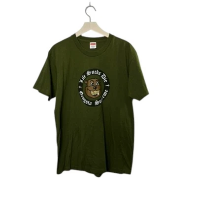 Camiseta Supreme Life Sucks Die Gangsta Supreme Verde Oliva Talla Mediana FW18 Foto 1 de 4