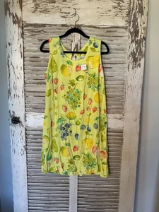 Foodart Jams World Vintage Dress Womens Hawaiian Floral Sleeveless Sheath Fruit - Picture 1 of 9
