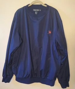 Polo Golf Ralph Lauren Hombres L Pullover Cortavientos Azul Escudo Logo Bolsillos - Imagen 1 de 9