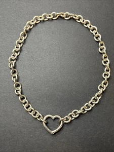 TIFFANY & Co Sterling Silver Large OPEN HEART CLASP Heavy Chain Necklace 18” 76g - Picture 1 of 8