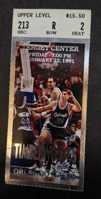 2/22/91 Minnesota Timberwolves vs Orlando Magic Jeff Turner Ticket Stub - Image 1 of 2