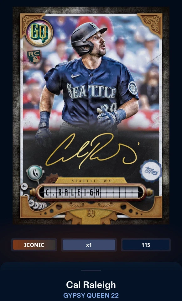 22 Topps Bunt DIGITAL Gypsy Queen Black Signature ICONIC Cal Raleigh - Image 1 of 1