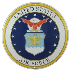United States Air Force Logo Metal Sign, 12 Inch Round Embossed Aluminum Embl... - Picture 1 of 1