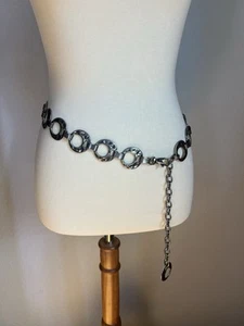 Metall Kette Gürtel Damen 30" verstellbar silber runde Glieder Hipster Slouch Boho - Bild 1 von 9