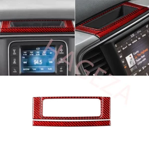 Red Carbon Fiber Radio Upper Storage Box Panel Trim For Dodge Ram 1500 2013-2017 - Picture 1 of 15