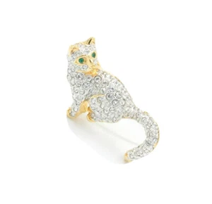 Swarovski Kristalle Katze Brosche Anstecknadel - Bild 1 von 3