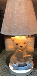 Teddy Bear Nursery table lamp ~ With Rocking Horse “Adorable “ VTG - Picture 1 of 7