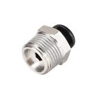 Straight Pneumatic Push To Quick Connect Fittings 3/8Npt X 6Mm Od Silver Tone