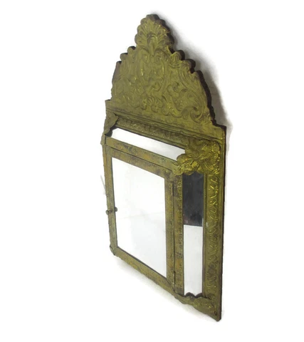 Vintage mirror Brush Brass Glass Cabinet Continental Ornate Brushes Included Cover