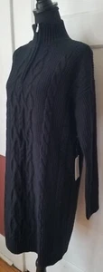NWT Calvin Klein Jeans Womens Size Small Black Cable Knit Dress - Picture 1 of 10
