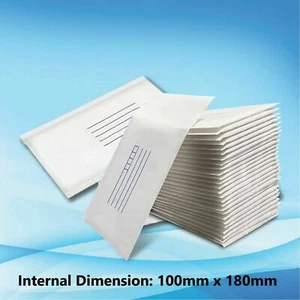 100mm x 180mm Bubble Padded Bag Mailer White Printed Kraft Cushioned Envelopes - Picture 1 of 15