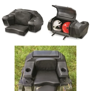 ATV LOUNGER SEAT BLACK Heavy Duty Comfortable Rear Helmet Storage Cup Holders - Picture 1 of 7