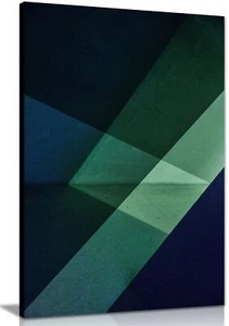 Abstrakte grüne & blaue Formen Muster gerahmter Leinwanddruck Wandkunst Wohnkultur - Bild 1 von 6