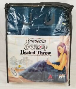 NEW Vintage Sunbeam Cuddle Up Heated Throw Blanket Blue Plaid 50x60 Made in USA
