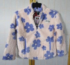 NWT Hurley Sherpa Quarter Zip Pink/Purple Daisy Jacket Children/Youth M 7-8 - Picture 1 of 6