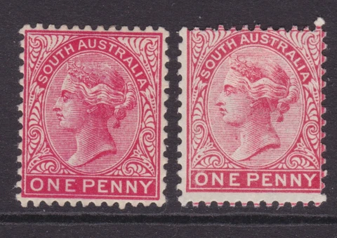SOUTH AUSTRALIA 1905 1d Rosine & 1d Scarlet SHADES QV MINT/MH SG 294 (NG16) Cover