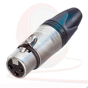 Neutrik 3 Pin NC3FXX Female XLR Connector. Silver Body, silver Pins, Rubber Boot - Picture 1 of 2
