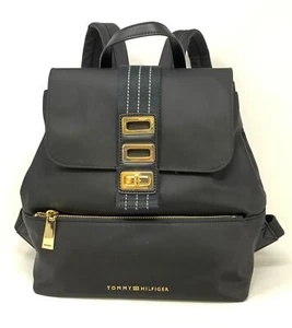 Tommy Hilfiger Triple-Compartment Black Designer Women's Backpack - Picture 1 of 7