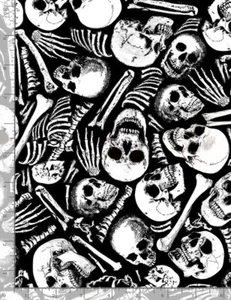 Halloween Fabric | Wicked Packed Skeleton Skull Bone | Timeless Treasures YARD - Picture 1 of 1