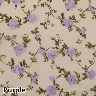 Sheer Mesh Tulle Fabric Voile Organza Floral Sewing for Skirt Dress Costume DIY - Image 1 of 4