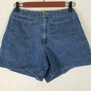 Pantalones cortos de mezclilla American Eagle para mujer 2 azules jean tiro alto mamá lavado oscuro - Imagen 1 de 12