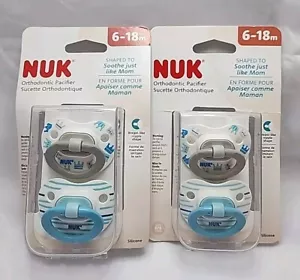Paquete de 2 ~ 2 chupetes de ortodoncia Nuk silicona sin BPA 6-18 M coronas azules rey - Imagen 1 de 2