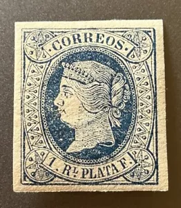 1864 Spanisch Westindien 1 echte Briefmarke #20 postfrisch MH großer Rand alle 4 Seiten - Bild 1 von 2