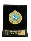 Ice Skating Boot Award 50mm Gold Contour Medal in Box (D) Engraved Free