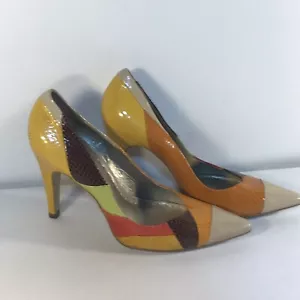 BCBG Girls Multicolored Faux Snakeskin 3.5in Pointed Toe Pumps Womens Size 7B - Picture 1 of 7