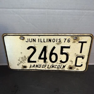 Vintage Illinois 1976 Juni Nummernschild 2465 TC Land Of Lincoln Wandbild Garage - Bild 1 von 4