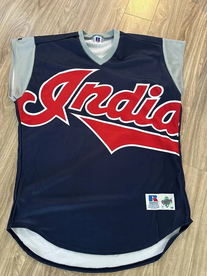 VTG 1999 Cleveland Indians Omar Vizquel #13 TATC Russell Athletic Jersey Size 48 - Image 1 of 3