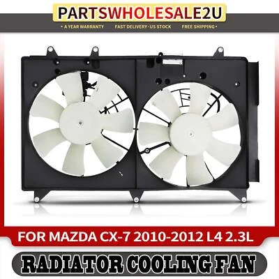 Dual Radiator Cooling Fan with Shroud Assembly for Mazda CX-7 2010-2012 Plastic - Image 1 of 4