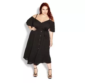 City Chic Naples Dress In Black SZ 22 NWT  - Picture 1 of 6