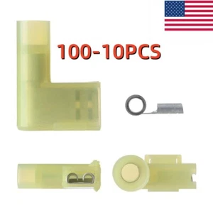 12-10 AWG 90 Degree Nylon Flag Spade Terminals Crimp Female Connector Insulated - Picture 1 of 13