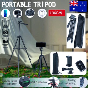 Professional Camera Tripod Stand Mount Remote + Phone Holder for iPhone Samsung - Picture 1 of 12