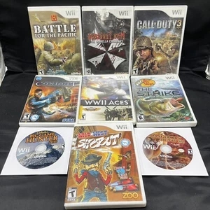 Nintendo Wii Lot Of 9 Games Umbrella Chronicles COD 3 Conduit Cabellas WWII Aces - Picture 1 of 19