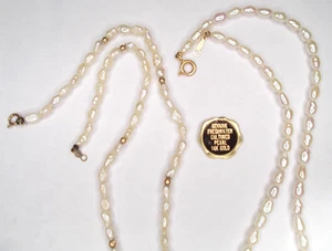 2 PC. VTG LOT 14K Gold Clasp & Beads Freshwater Pearl Necklaces 16.5" & 17.5" - Picture 1 of 4