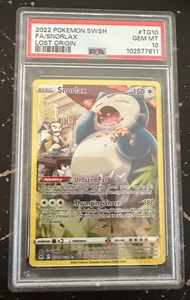 Pokemon TCG Snorlax TG10 SWSH LOST ORIGIN TRAINER GALLERY PSA 10 GEM MINT - Picture 1 of 2