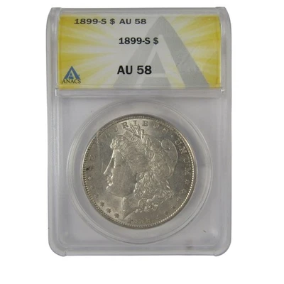 1899 S Morgan Dollar AU 58 ANACS Silver $1 Coin SKU:I23048 - Image 1 of 4