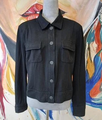 Cabi Jacket Snap Button Ponte Jacket Collared Black Women's Size Large Casual  - Image 1 of 4
