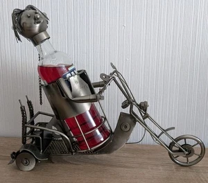 Metal Motorcycle Wine Bottle Holder - metal sculpture, Nuts, bolts, 40cm x 20cm - Picture 1 of 11