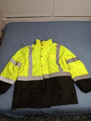Ergodyne Tenacious Work Coat Reflective Hood 2XL Lime Heavy-duty Extreme Weather - Image 1 of 4