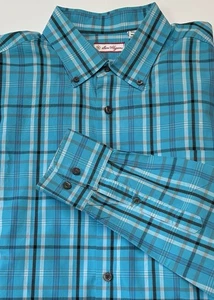 Ben Hogan Langarm Karo Hemd Herren Large Button Down Blau Türkis - Bild 1 von 6