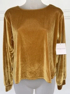 NWT New $178 Ripley Rader Velvet Lounge Shirt Gold Mustard L/S Women’s Size 1 XS - Picture 1 of 5