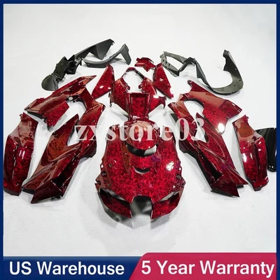 Red Forged Carbon Fiber Fairing Kit Bodywork For Kawasaki Ninja ZX-10R 2021-2024 - Image 1 of 4