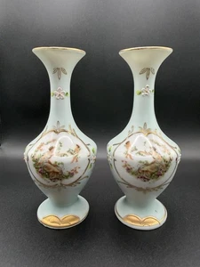 Vintage Hand Painted Ardalt Porcelain Vase Made In Japan Set Of Two 7” Tall - Picture 1 of 11