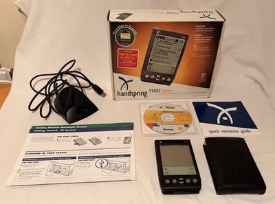 Handspring Visor Deluxe PDA 8mb, stylus, & case (working), cradle & CD untested - Image 1 of 4