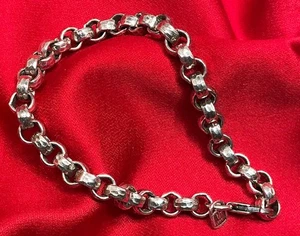 Ultrafine Jewelry .999 Silver Hammered Rolo Link Chain Bracelet - Picture 1 of 7